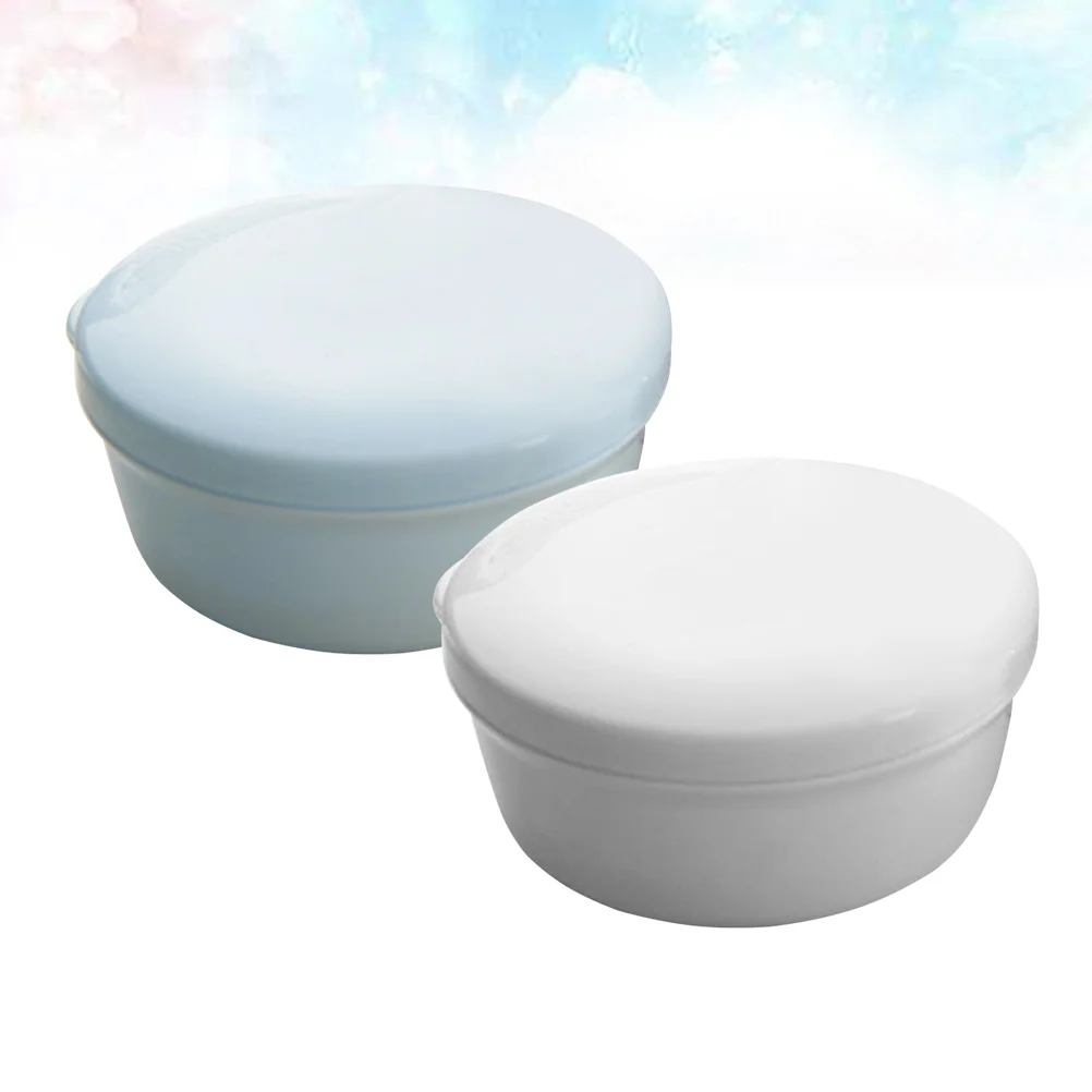 

2pcs Household Soap Boxes Round Plastic Soap Holder Soap Dish with Lid and Draining Plate for Home Dorm