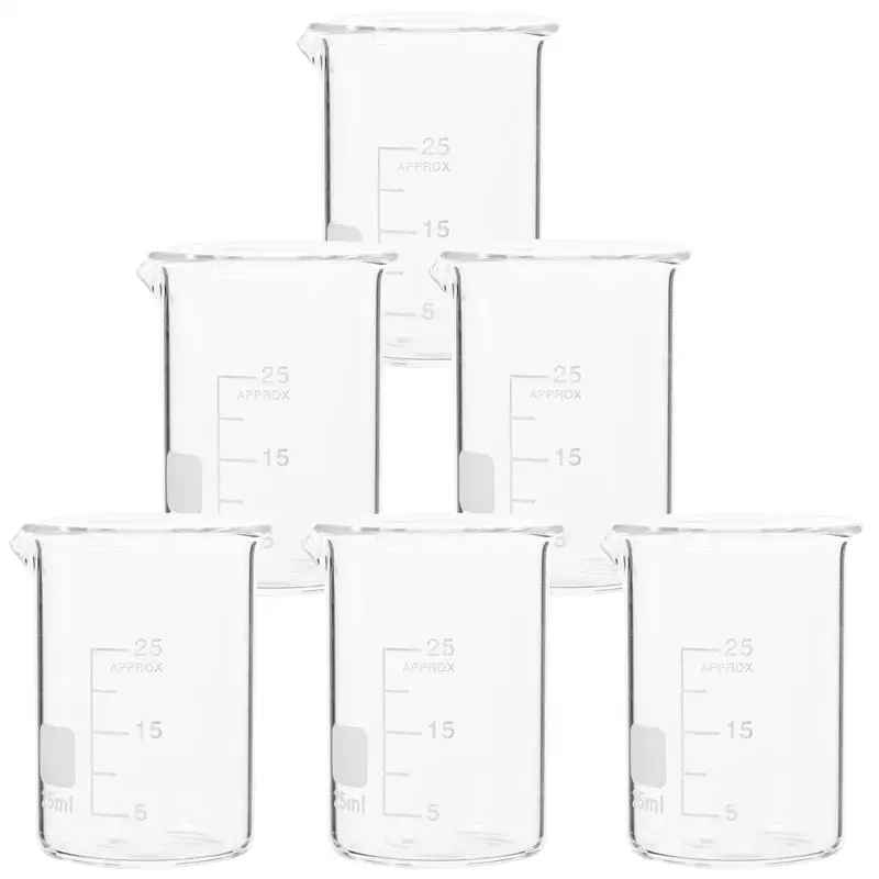 

6pcs 10/25/50ml Glass Tools Chemistry Glass Beakers Laboratory Beakers Glassware
