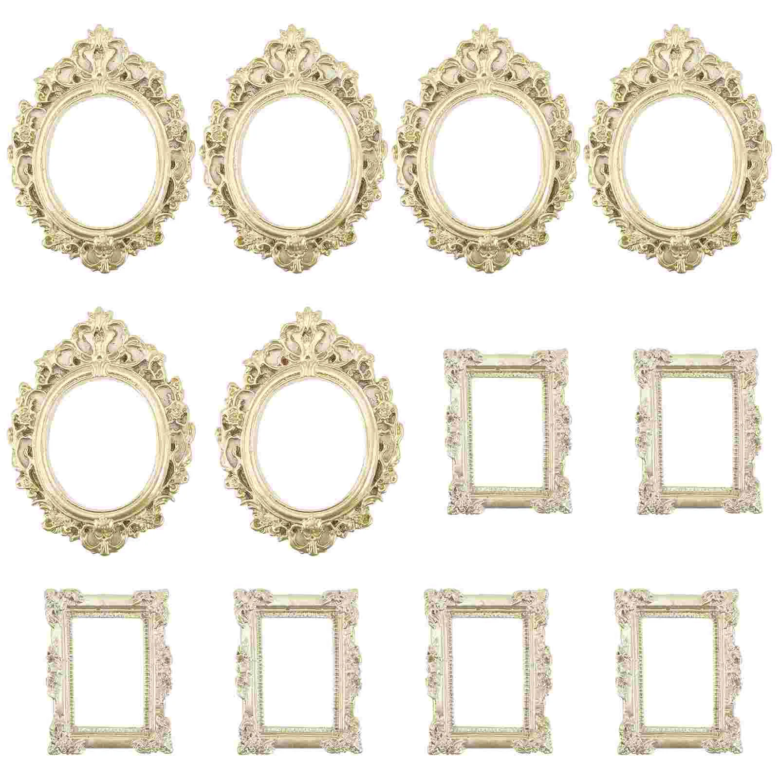 

12 Pcs Exhibit Picture Frame Mini Resin Oval Frames Vintage Rustic Photo Houses DIY Crafts Making