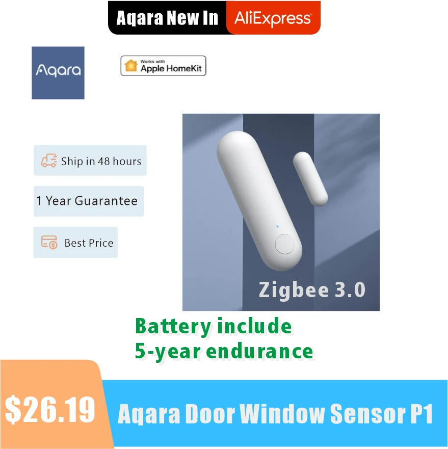

2023 Aqara Door Window Sensor P1 Zigbee 3.0 Smart Home Wireless Anti-theft Homekit Induction Door Magnetic Alarm For HomeKit APP