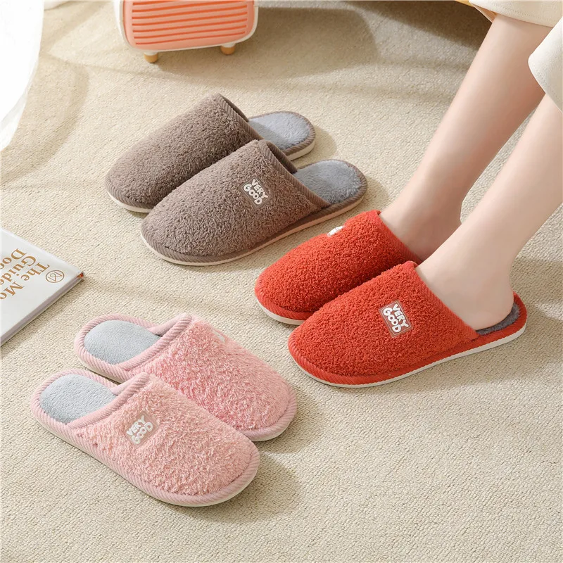 House Slipper  Winter Warm Fluffy  Plush Contton Indoor Non Slip Fuzzy Home floor Shoes Grip Comfy Female  soft  Sole Anti Skid
