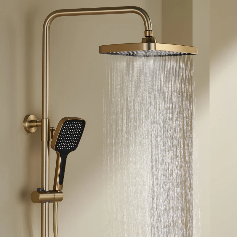 Роскошная кисть Золотой смеситель для душа ванной горячий и холодный