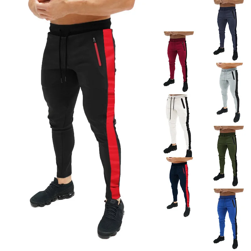 

Men Bodybuilding Pant Autumn Spring Tracksuit Sweatpants Casual Solid Slim Harajuku Style Trousers Drawstring Full Length Pants