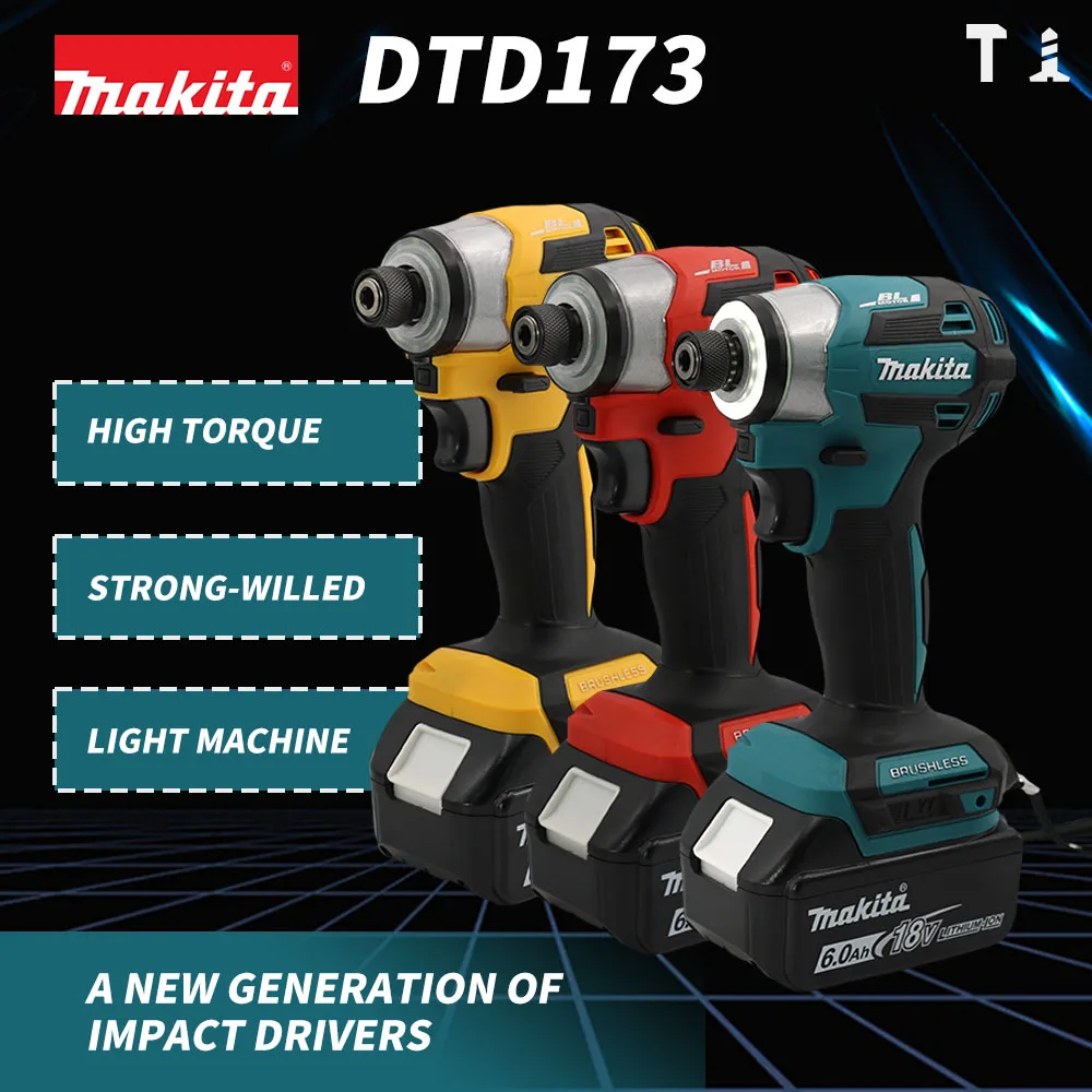 Makita DTD172 180NM 18V Аккумуляторный ударный шуруповерт LXT BL Бесщеточный