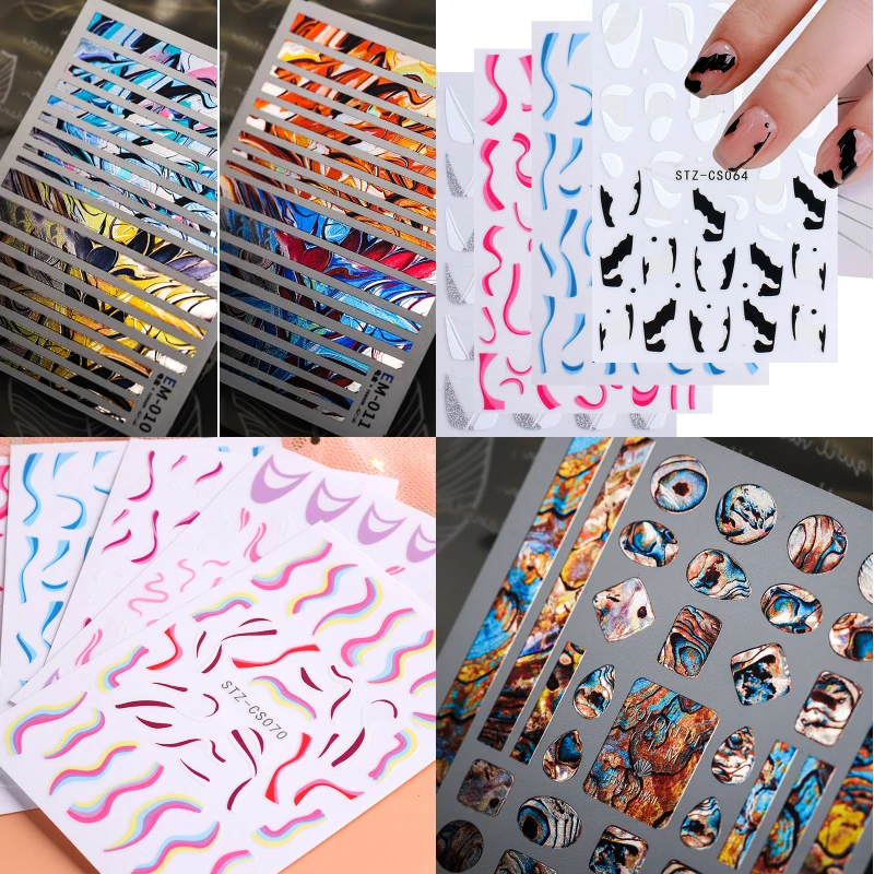 

5D New Fashion Nail Art Sticker Shiny Punk Style Metallic Glossy Nail Art Decoration Decal Colorful Slider Nail Art Decoration