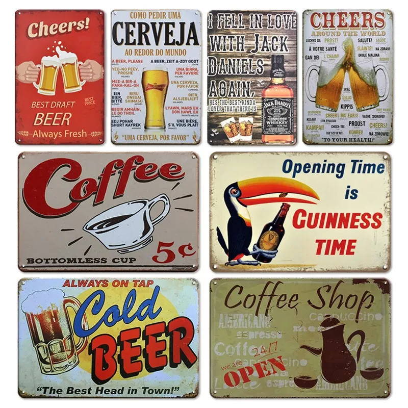 

Whiskey Metal Sign Vintage Posters Coffee Beer Tin Signs Kitchen Home Decor Shabby Chic Cafe Pub Cafeteria Signboard Wall Decor