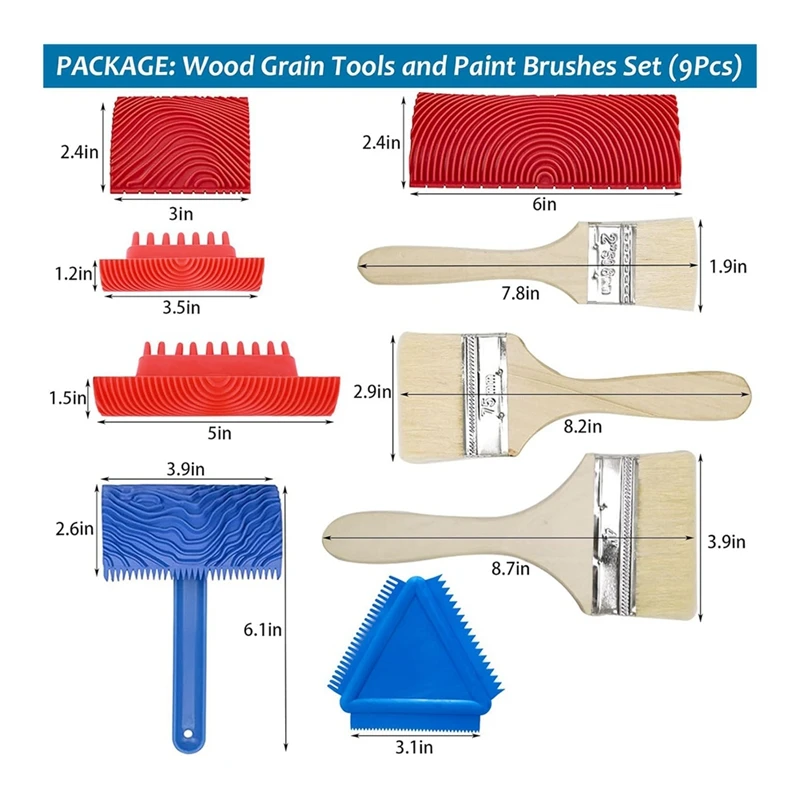 9 шт. кисти для рисования под дерево