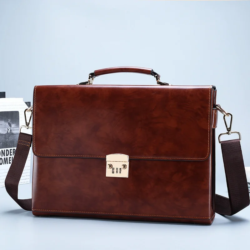 

Men's business handbag, password lock, official document briefcase, office computer bag, One Shoulder Messenger Bag