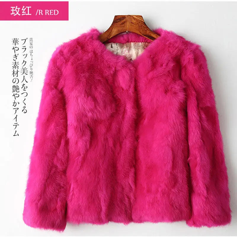 High Quality 100% Real Rabbit Fur Short Jacket For Women 2022 Autumn Winter Elegant Lady Natural Fur Outerwear