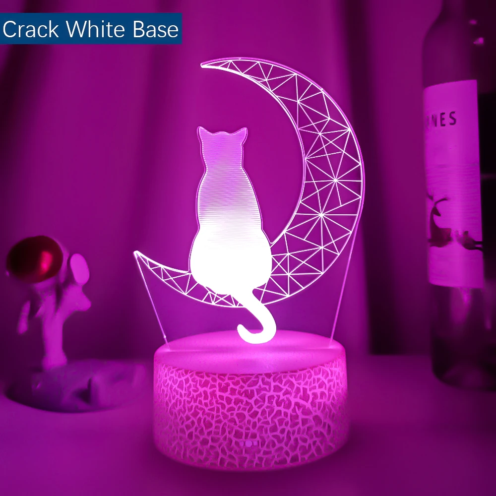 

Newest 3D Acrylic Led Night Light Moon Cat Figure Nightlight for Kid Child Bedroom Sleep Lights Gift for Home Decor Table Lamps