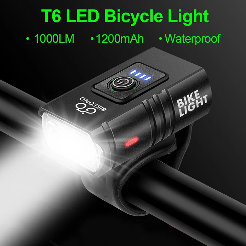 Flashlight Led Usb Rechargeable Torch Aluminum Alloy Cycling High Beam Low Accessories