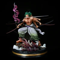 31cm one piece zoro anime figure wano 9 sword style pvc action figurine statue led light collectible model doll decoration gift
