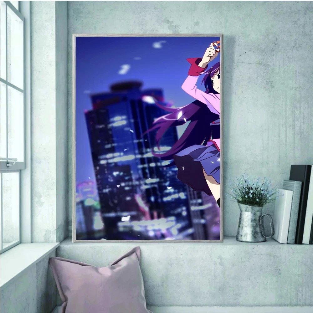 

Decor Home Cartoon Anime Girl Canvas Painting Building Night Scene No Frame Picture Modern HD Print Poster Living Room Wall Art