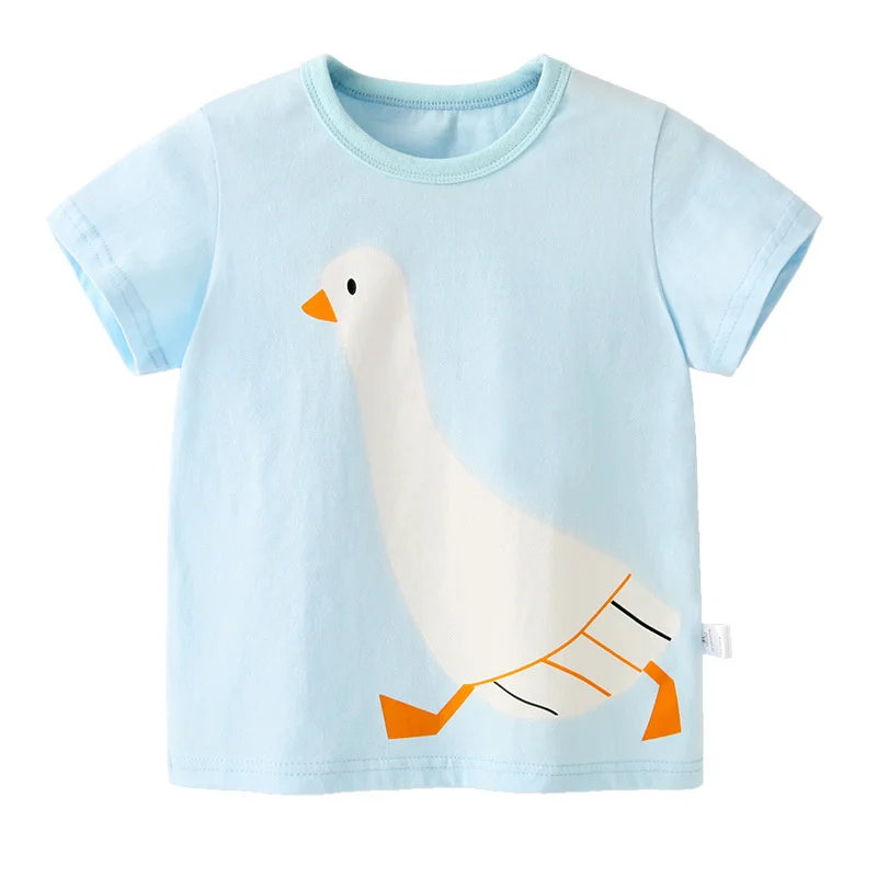 

Summer New Cotton Children's Clothing Cartoon Animal Breathable Short-sleeved Clothes Kids Top Boys Round Neck Sports T-shirt