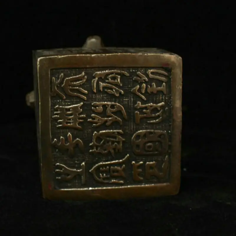 Китайская медная латунная статуя льва в форме головы зверя с печатью статуи для