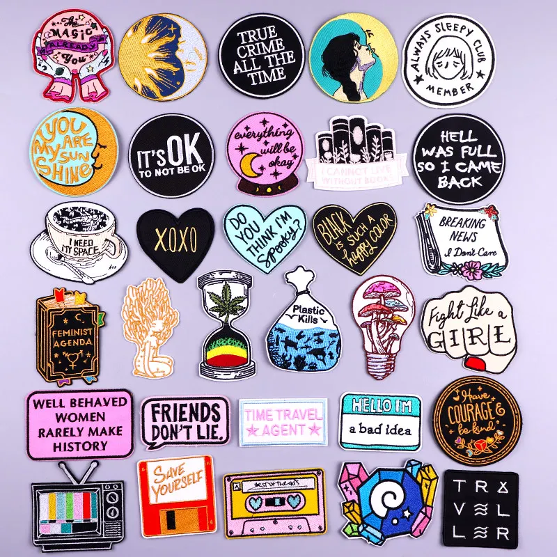 

Moon Heart Applique Embroidered Patches For Clothing Thermoadhesive Patches Letter Iron On Patch On Clothes Stickers Sewing DIY