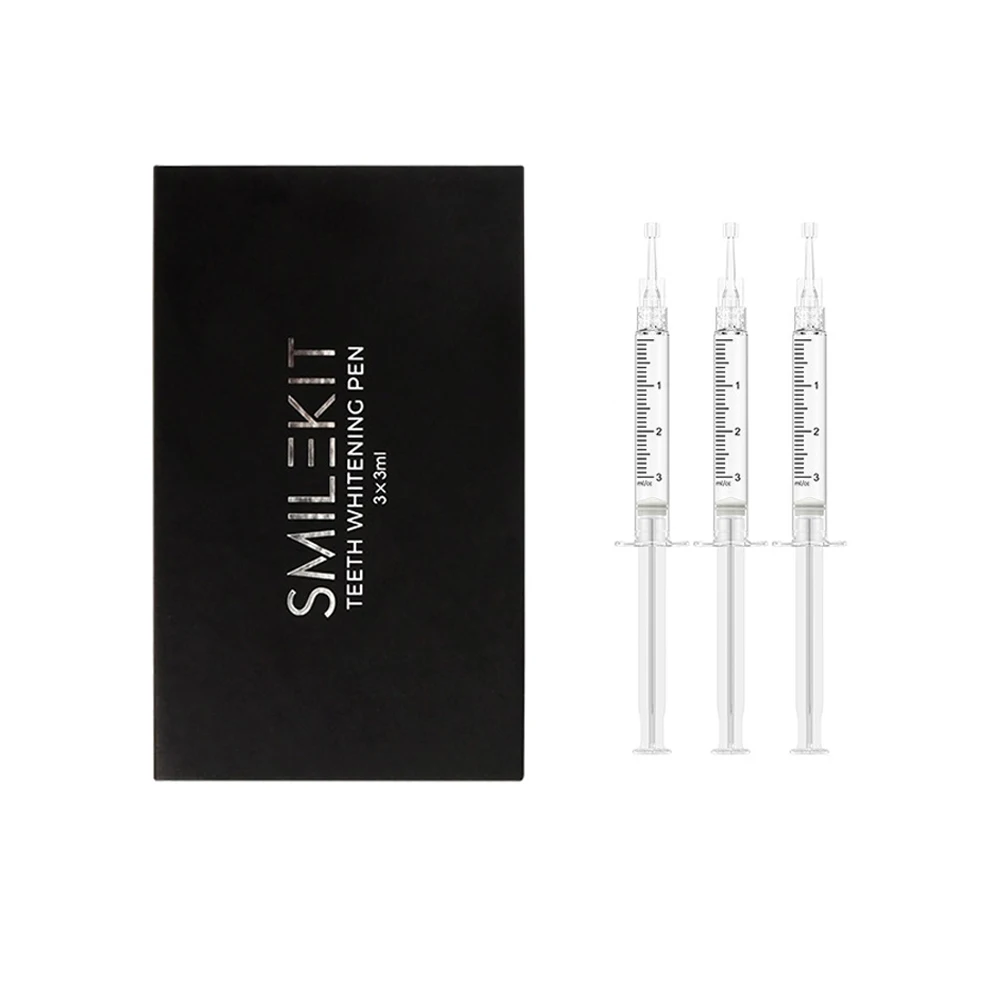 

3ml Teeth Whitening Gels With SMILEKIT Gift Box 44% Peroxide Carbamide Tooth Bleaching Gel Syringe Dental Oral Care Whitener Pen