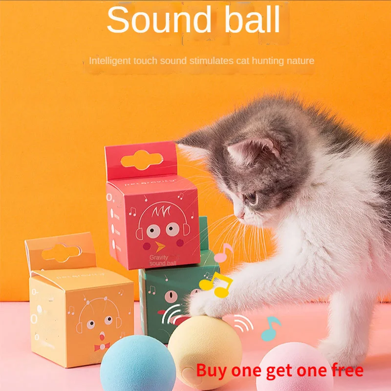 

Cat Toys Interactive Catnip Pets Balls Products Kitten Funny Molar Supplies Plush Smart Touch Sound Buy One Get One Free