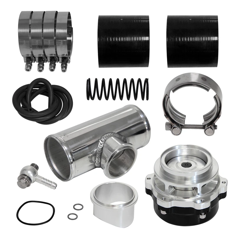 

50mm 35PSI Boost V-Band Turbo Blow Off Valve with 2.75'' OD Flange Pipe Hose Kit Black/Blue/Red