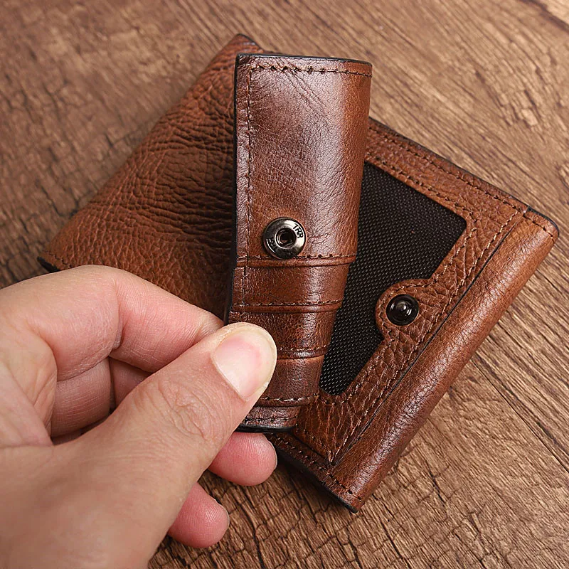Vintage high-quality genuine leather men's women's wallet casual simple luxury soft natural real cowhide card holder coin purse