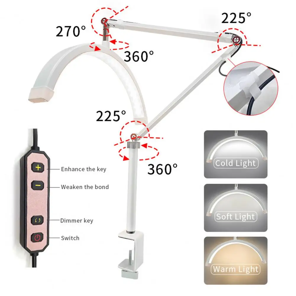 

Полулунная лампа, практичная суперъяркая лампа 110 В-240 В с зажимом, искусственная полулуна, фотолампа для салона красоты
