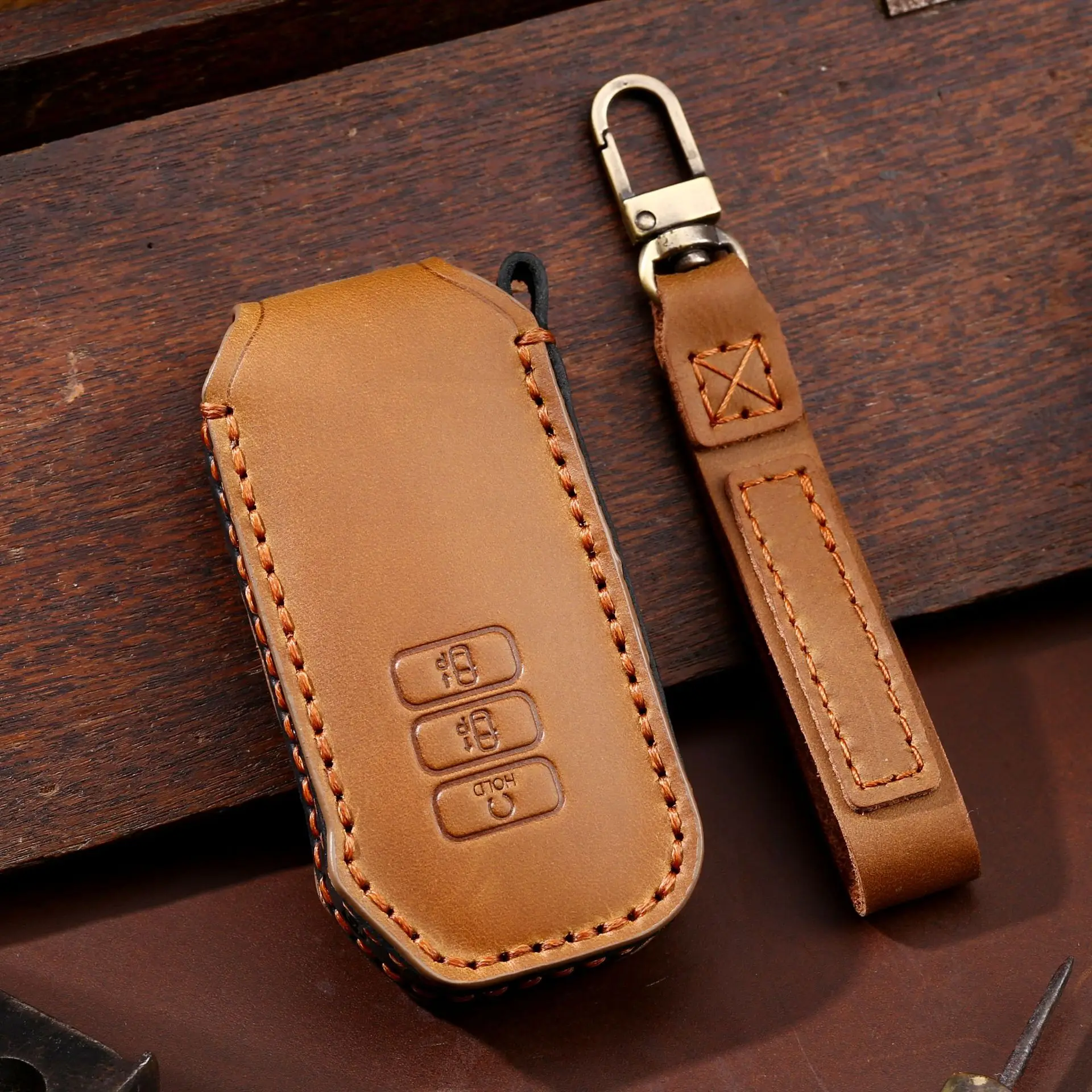 Роскошный чехол для автомобильного ключа из натуральной кожи Аксессуары ключей