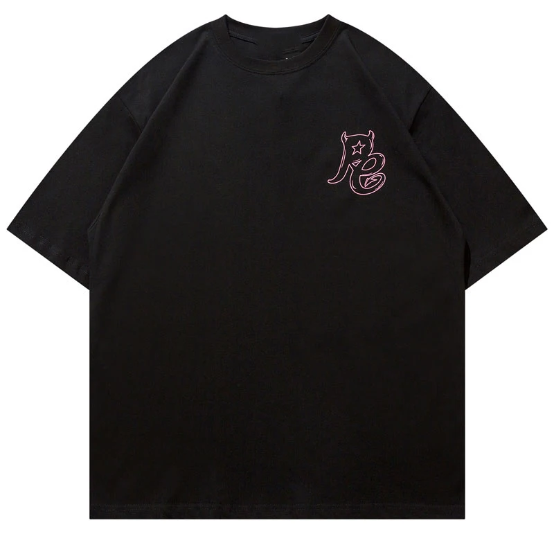 

Футболка мужская с надписью дьявола, уличная одежда с коротким рукавом, Повседневная Свободная рубашка в стиле Харадзюку, Модный хлопковый топ, лето 2023