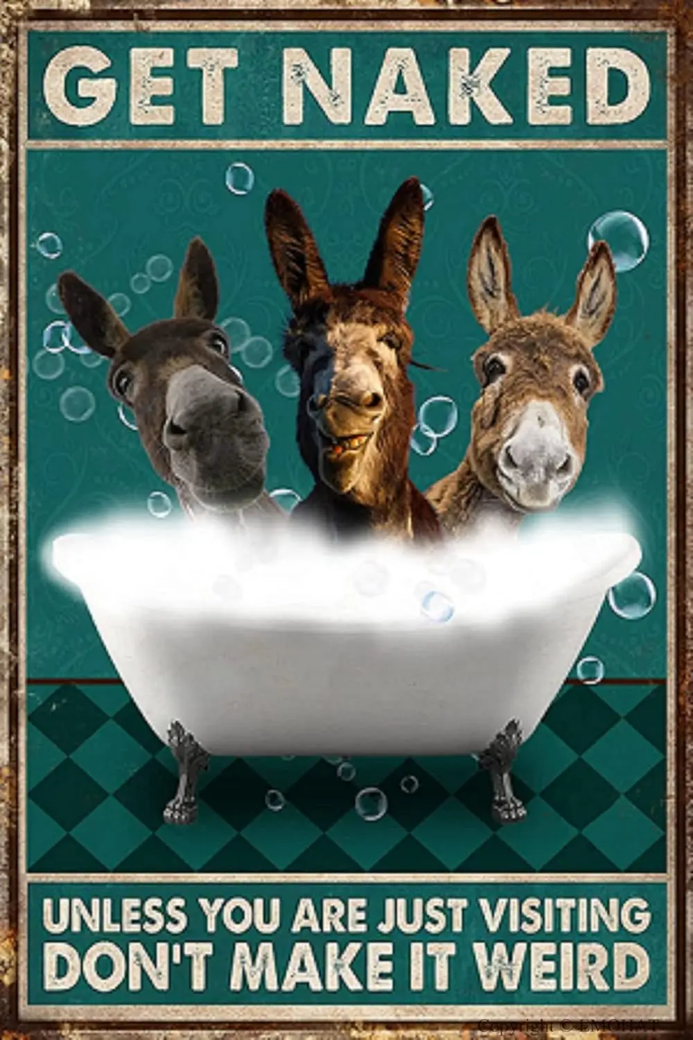 EMOHT Забавный осел Декор для ванной комнаты Get Nked Unless You Re Just Vstng Don't Mke t Werd Metl Tn Sgn