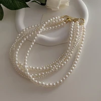exaggerated multi layer pearl necklace for women french retro romantic temperament fashion clavicle chain choker