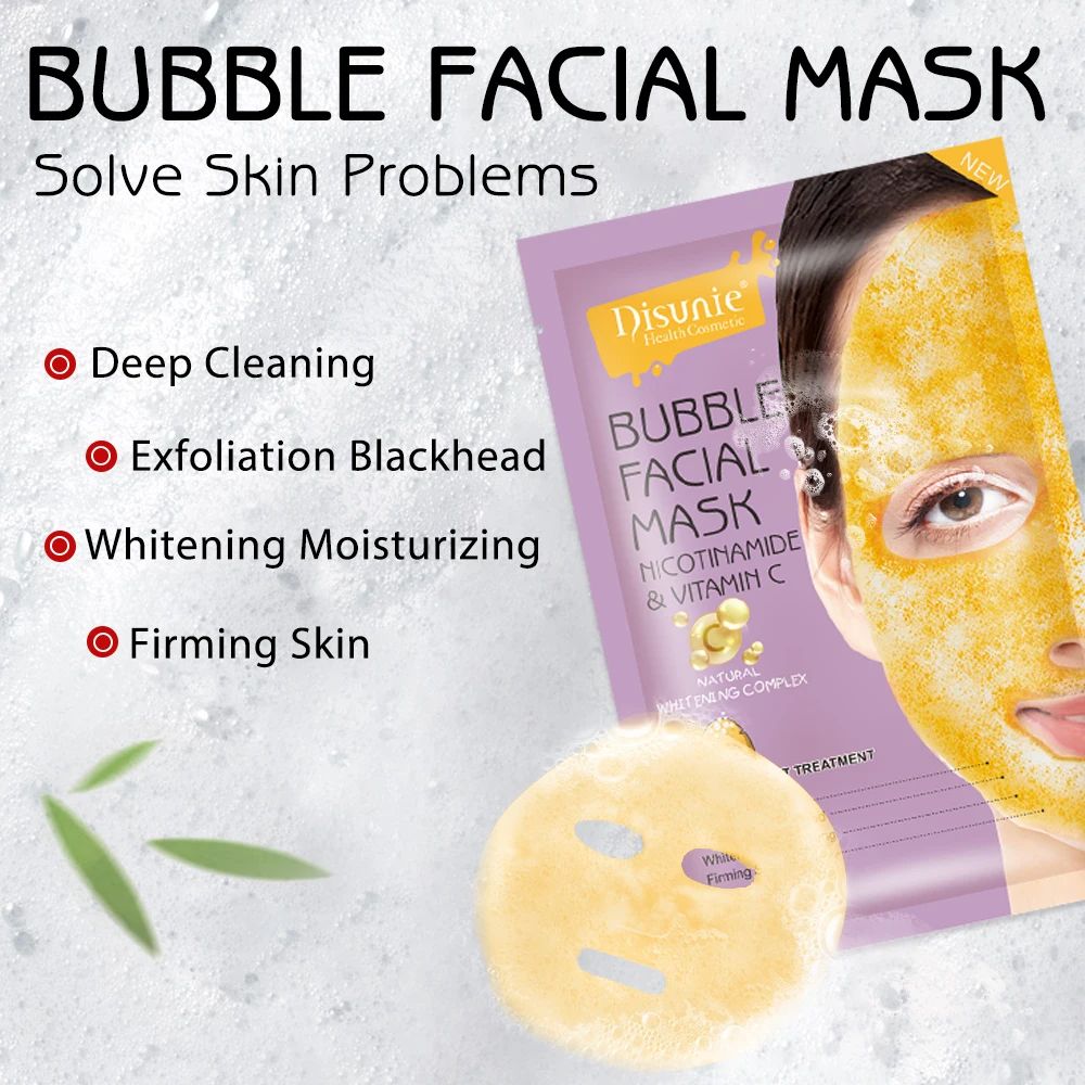 

8 шт./лот Витамин C и никотинамид маска для лица Глубокая очистка Отшелушивание черные точки пузырьковая маска отбеливание увлажнение укреп...