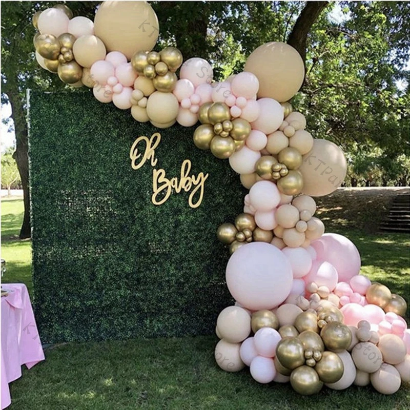 

175pcs Doubled Macaron Baby Pink Balloon Garland Wedding Decoration Doubled Apricot Gold Ballon Birthday Party Baby Shower Decor