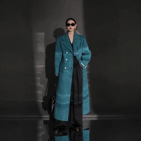 SHENGYAO двубортное шерстяное пальто для женщин