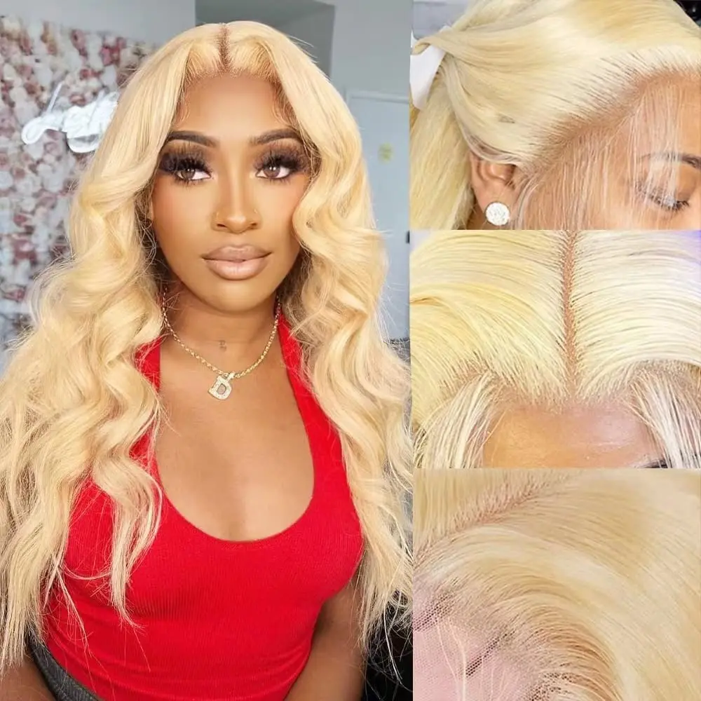 

613 HD Lace Frontal Wig 13x6 Human Hair Wigs Pre Plucked Bleached Knots Remy 100% Human Hair Wigs Blonde Lace Front Hair Wigs