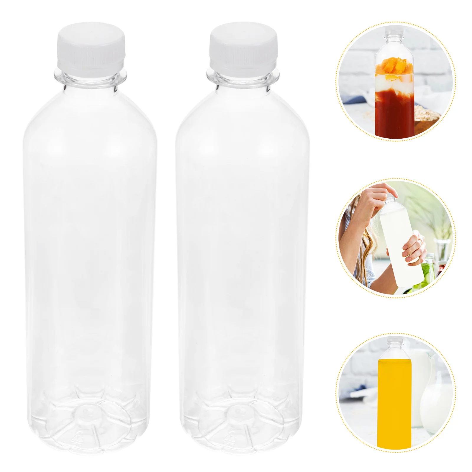 

10pcs Empty Bottles 500ML Round Reusable Beverage Containers Smoothie Jars With Lids Clear Container