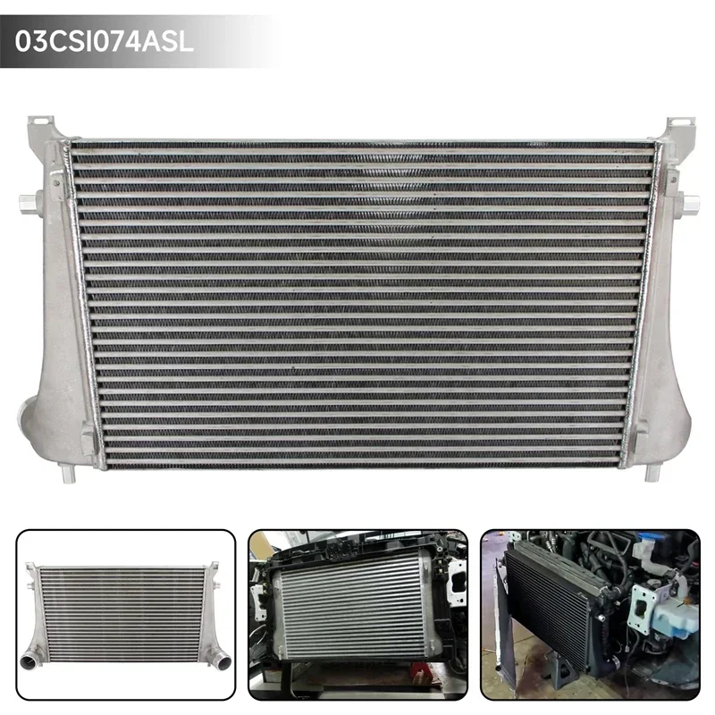 Фото Интеркулер 70 мм для тюнинга VW MK7 GTI Golf R VAG Arteon 1.8T 2.0T 8V A3 S3 EA888 Skoda Superb 3V, черный/серебристый №1