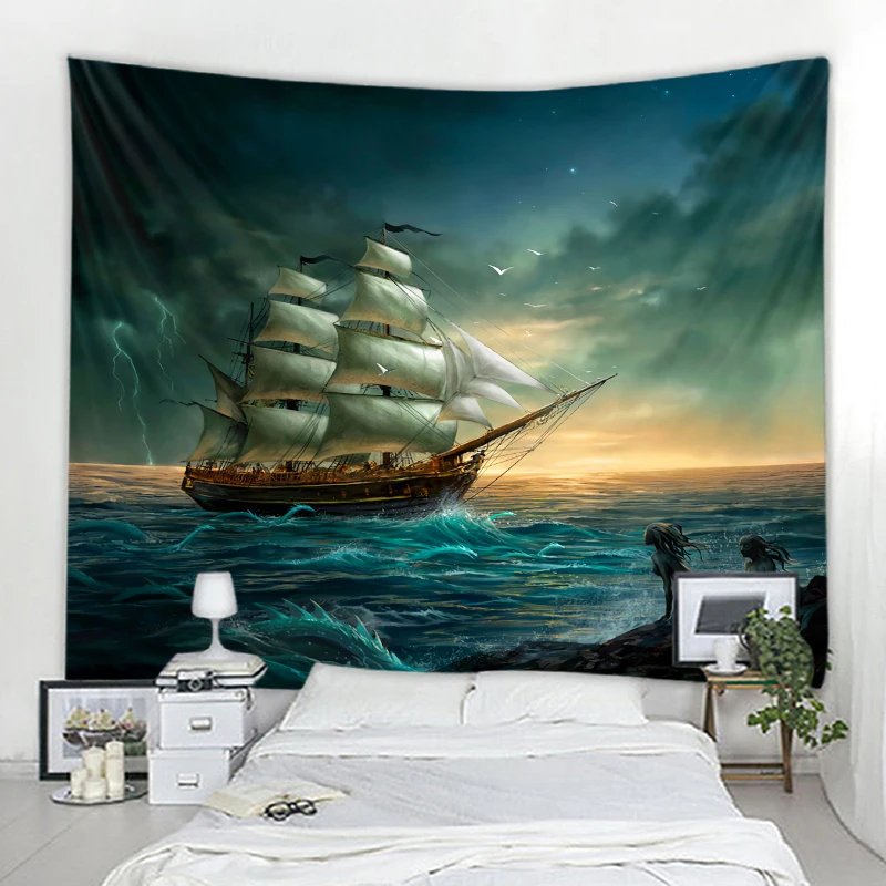 

Home Decor Tapestry Nature Seascape Sailboat Decor Tapestry Wall Hanging Boho Mandala Bedroom Home Decor Tapestry