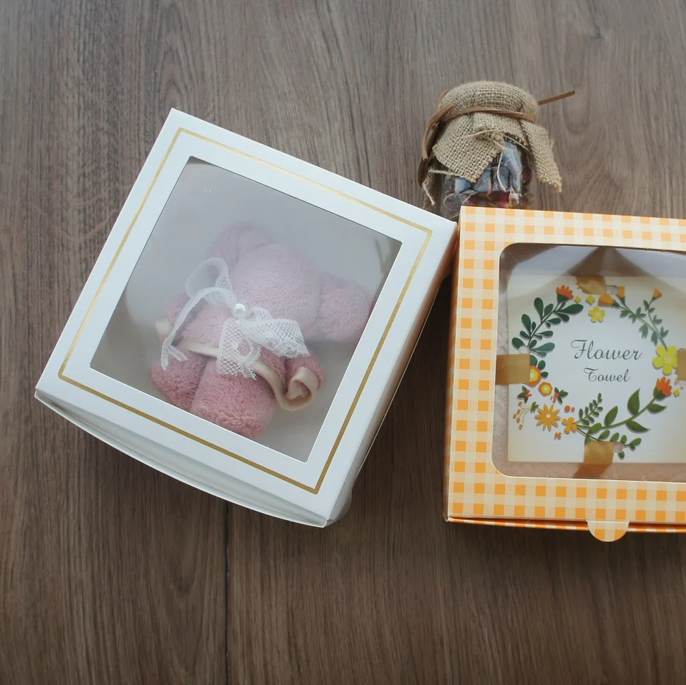 

2 Size Gold line yellow checked fabric 10pcs Macaron Chocolate DIY Bake Paper Box Wedding Favor Birthday Party Gifts Packaging