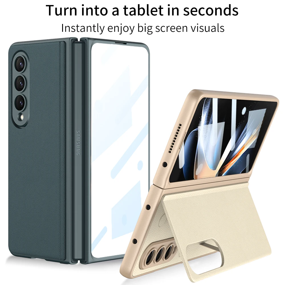 Suitable for Samsung Z Fold4 foldable screen phone case magnetic flip cover anti drop integrated phone case film protective case