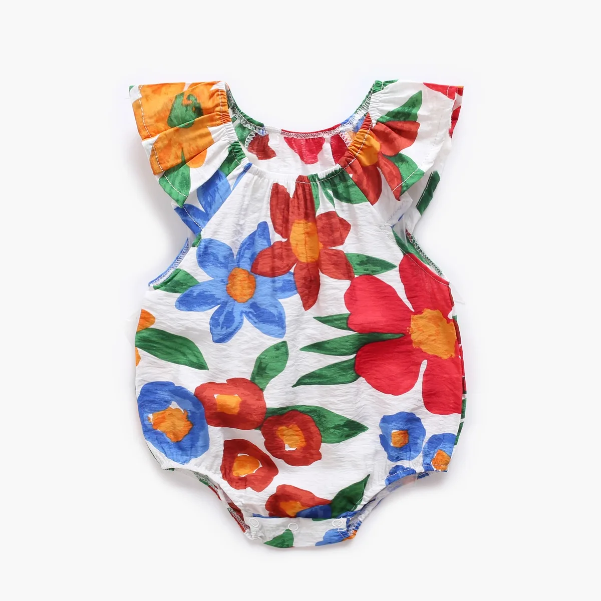 

Baby Girl One-piece Romper Printed Flower Summer Ruffled Sleeve Cotton Ropa de bebe Multi-Color Cotton Newborn Girls Clothes