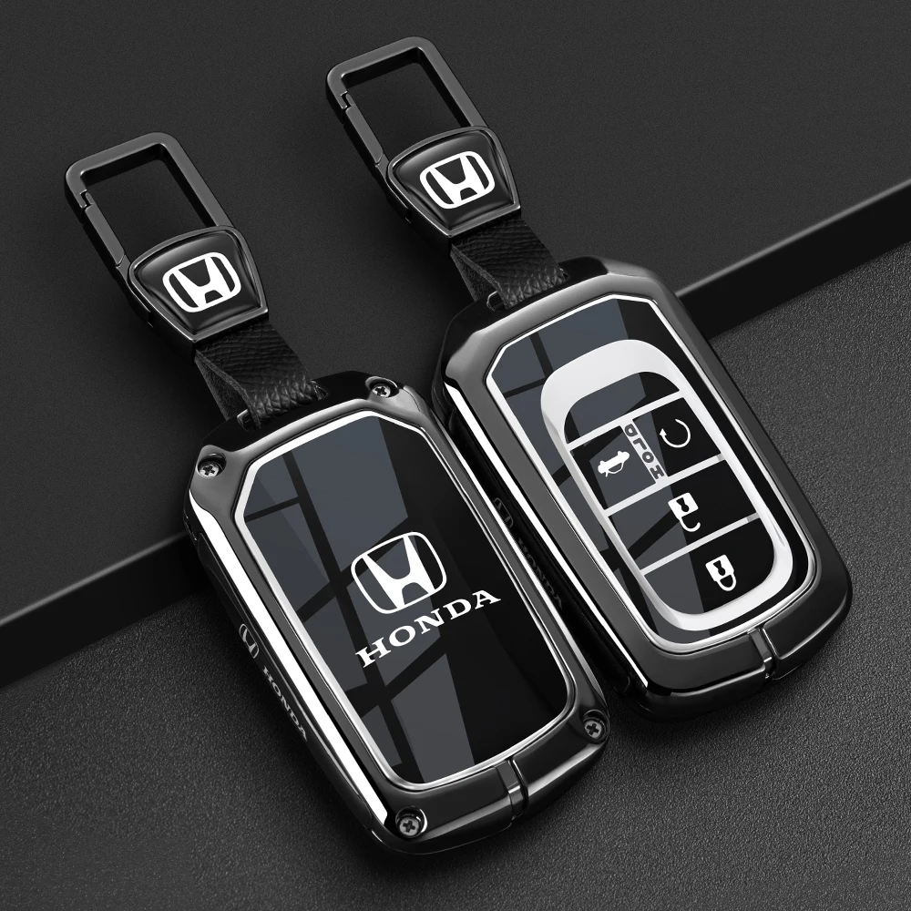 Чехол-накладка из цинкового сплава и кожи для смарт-ключа автомобиля Honda Civic 11-го поколения, Accord, Vezel, Freed, Pilot, CRV 2021 (art.: 3920dbdb418f4) - 3920dbdb418f4