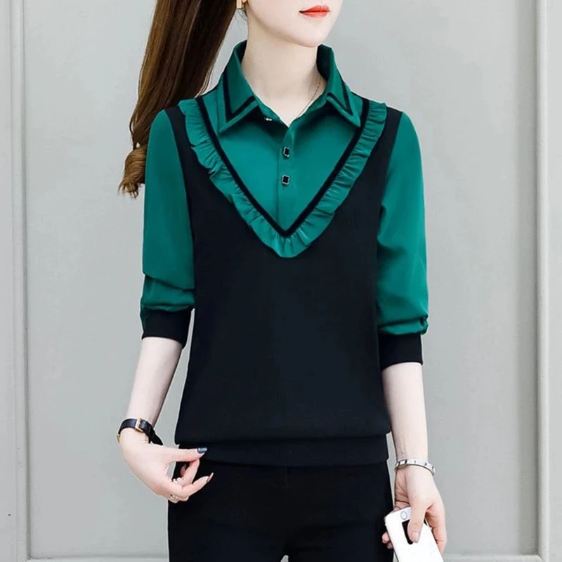 Новинка 202 весенне-осенняя женская рубашка из двух предметов офисная модная