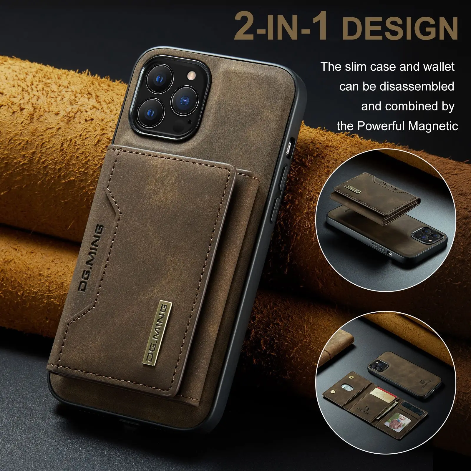 

M2 applicable iPhone13 Pro Max magnetic card bag card cover iPhone13 Two in one wallet protection leather cover