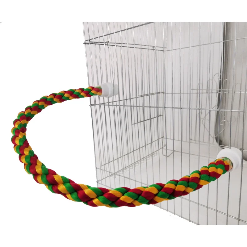 

Bird Bite Toy Multi-color Parrot Standing Woven Rope Toy Bird Chew Toy Bendable Pet Parrot Standing Perches For Parakeet