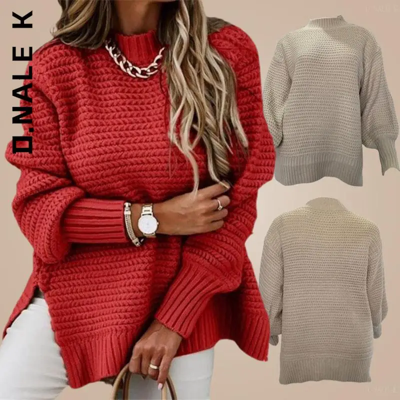 

Модный женский свитер D.Nale K, вязаный простой уличный Топ, Женский мягкий джемпер с круглым вырезом, вязаный свитер, свободный шикарный женск...
