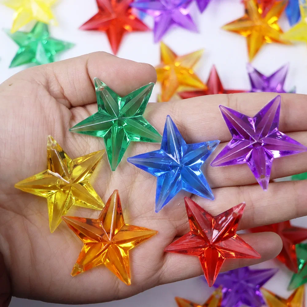 

Camal 20 шт. 36 мм акрил разноцветная пятиконечная звезда с отверстием кулон игрушка сокровище драгоценный камень сувениры на день рождения подарок для детей