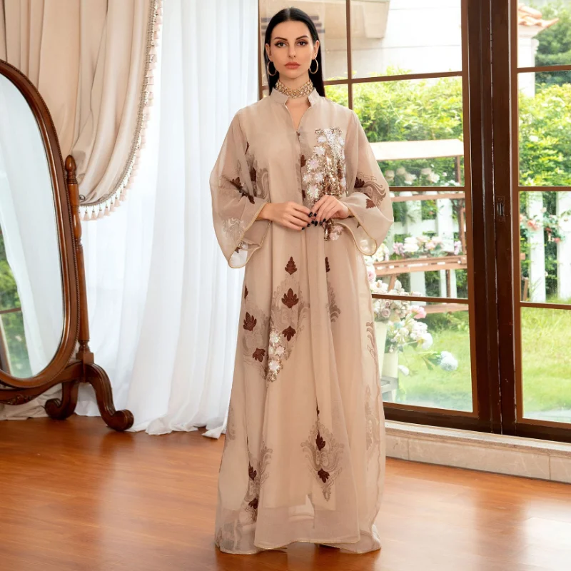 Arabic Abaya Dubai Muslim Kaftan Maxi Dress Women Luxury Sequin Caftan Marocain Evening Party Long Dresses 2023 Abayas Femme