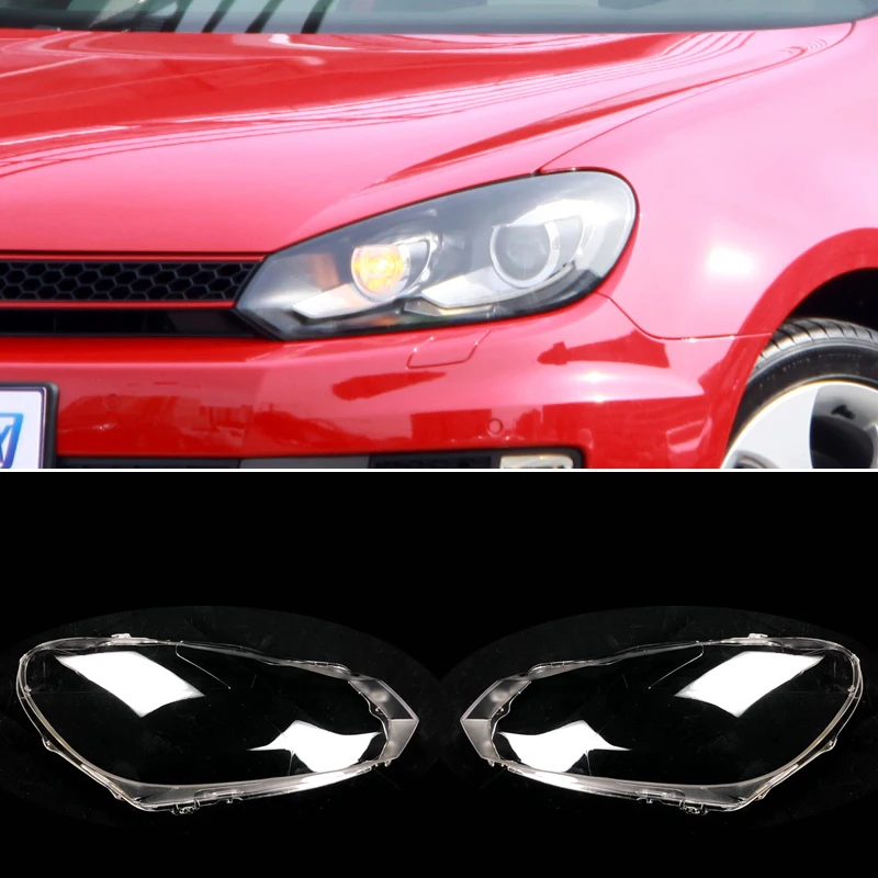 

2Pcs Car Front Left Right Headlight Headlamp Lens Cover Lamp Shade Casing Fit for VW Golf GTI MK6 2010-2012 2013 Clear Plastic
