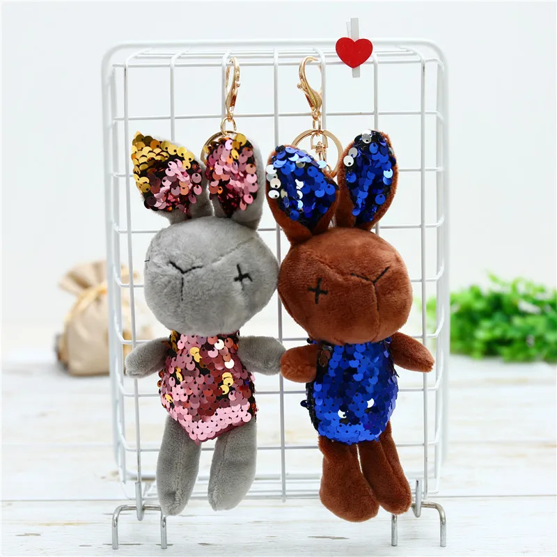 

20CM Hot Sale Sequined Rabbit Cute Cartoon Style Plush Doll Pendant Backpack Pendant Mini Plush Toys Surprise Gift Surprise Gift