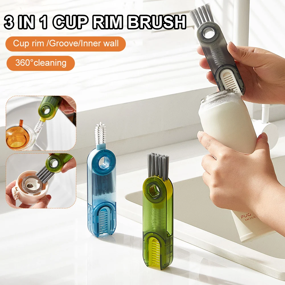 

Cup Rim Cleaning Brush Multifunctional Mini Groove Gap Cleaner Brush 3-in-1 U-shaped Rotatable Bottle Cup Details Clean Tool