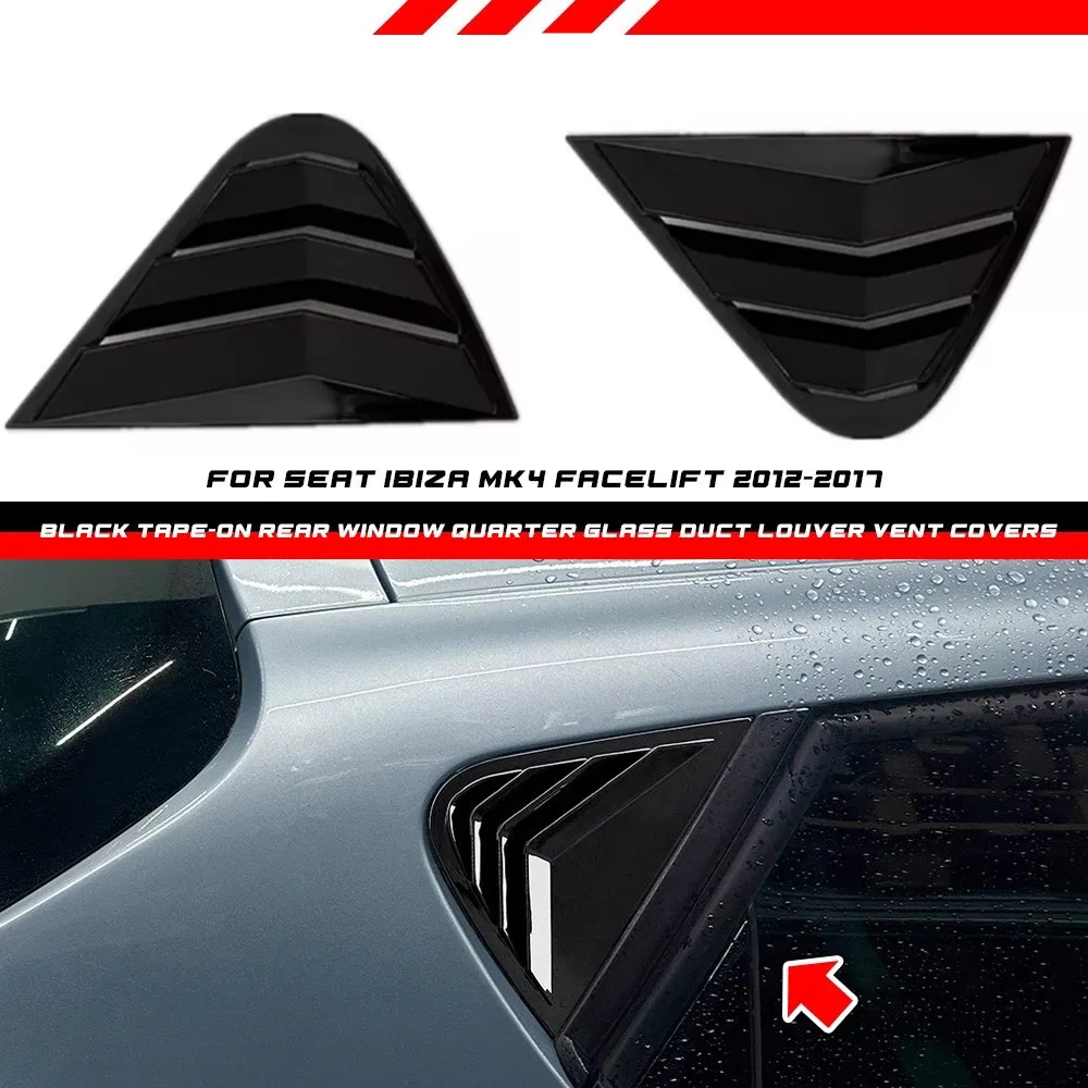 Фото Накладка-жалюзи на заднее боковое окно (1/4) для Seat Ibiza 2008-2012, декоративная накладка на заднее боковое окно автомобиля №1